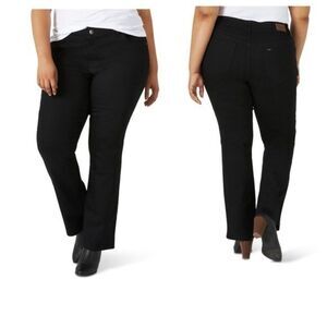 Lee Black 5 Pocket Mid Rise Regular Fit Boot Cut Jeans Plus Size Petite 26WP